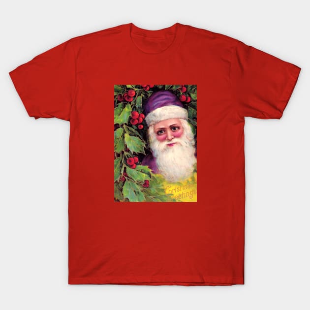 Vintage Santa Christmas Greetings T-Shirt by Siren Seventy One